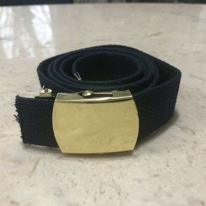Campmor Web Belt Blue Navy Gold Buckle